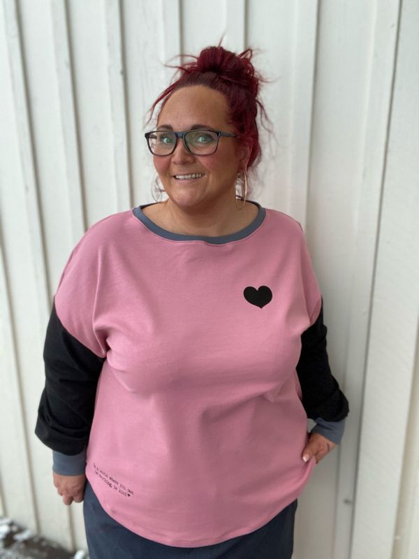 Be kind- baggy jerseygenser_gammelrosa/sort/grå