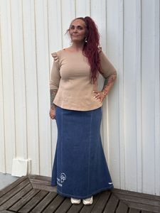 Hovedbilde Glad  - langt jeansskjørt_Mørkeblått