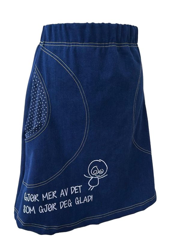Glad- mørkeblått jeansskjørt 