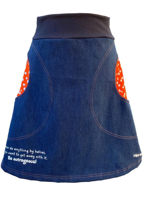 Be outragous - mørkeblått/oransje jeansskjørt
